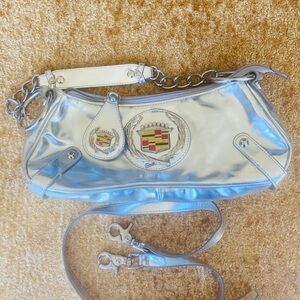 Rare Vtg Cadillac Purse Silver M Ashley barely used leather bag shoulder strap